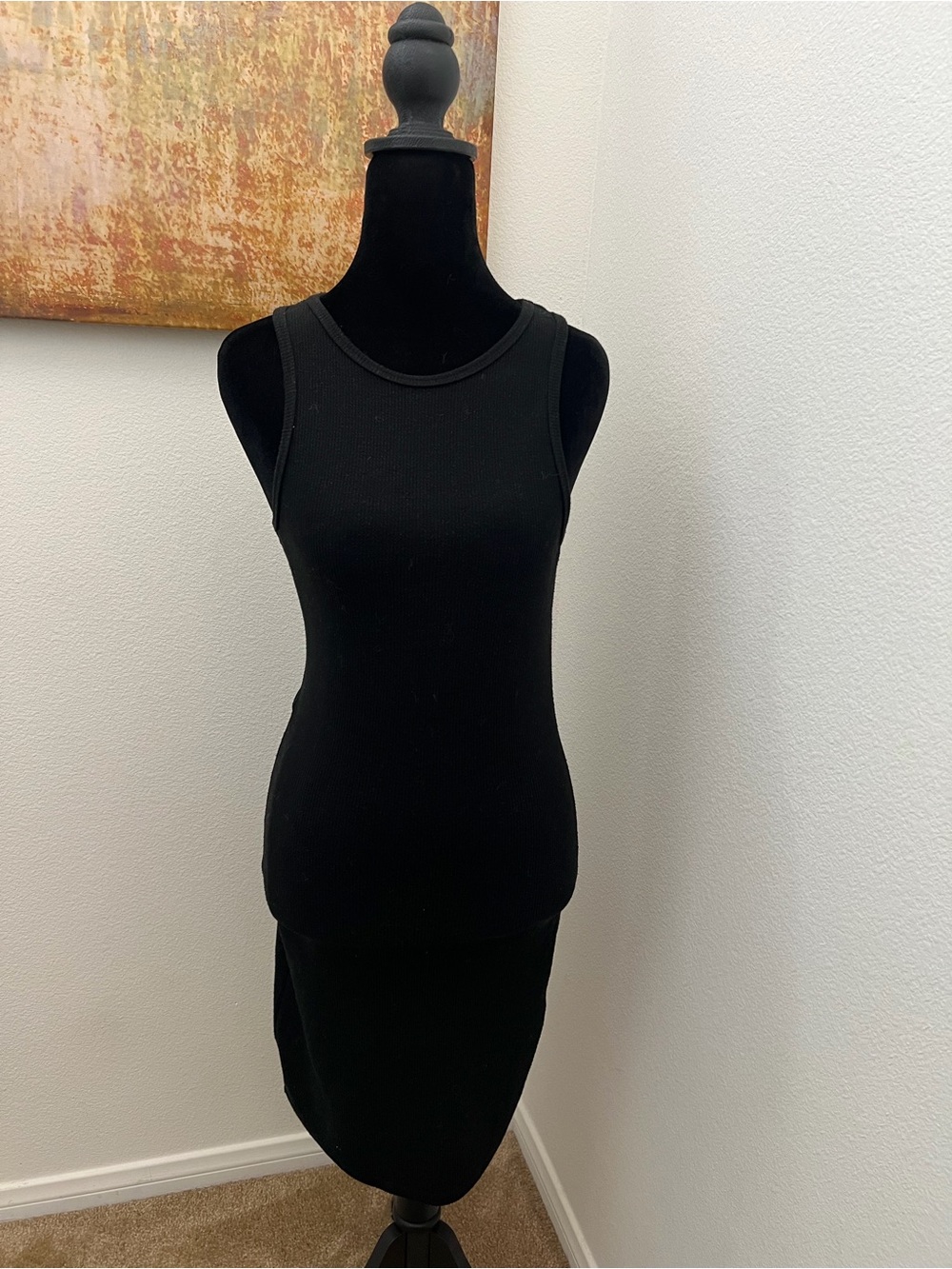 Forever 21 Black Ribbed Midi Dress